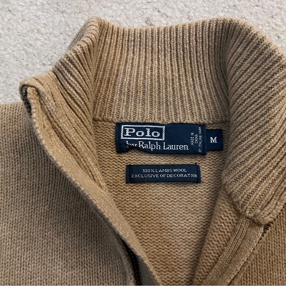 Ralph Lauren Men's Camel Zip-Up Sweater - Picture 4 of 6